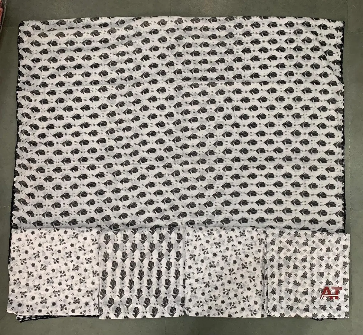 Cotton Dupatta White & Black Fancy — wholesale cotton dupatta, Apsara Textiles Itwari Nagpur