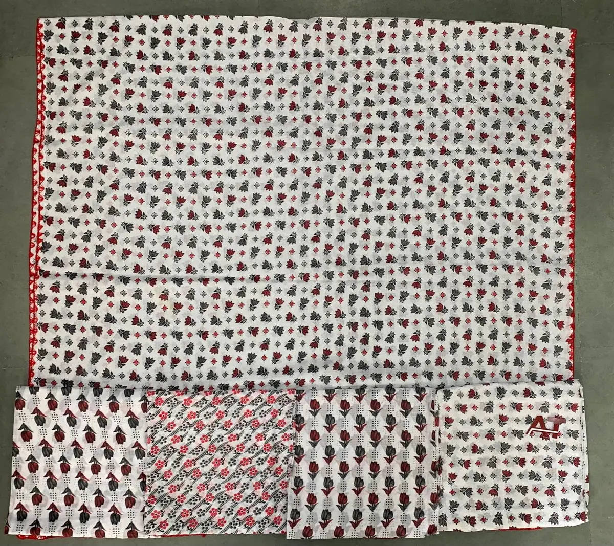 Cotton Dupatta Red & Black Fancy — wholesale cotton dupatta, Apsara Textiles Itwari Nagpur