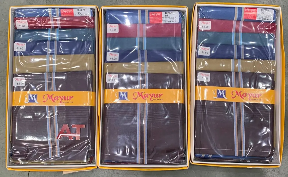 Hankies 2075 — wholesale gents box rumal, Apsara Textiles Itwari Nagpur