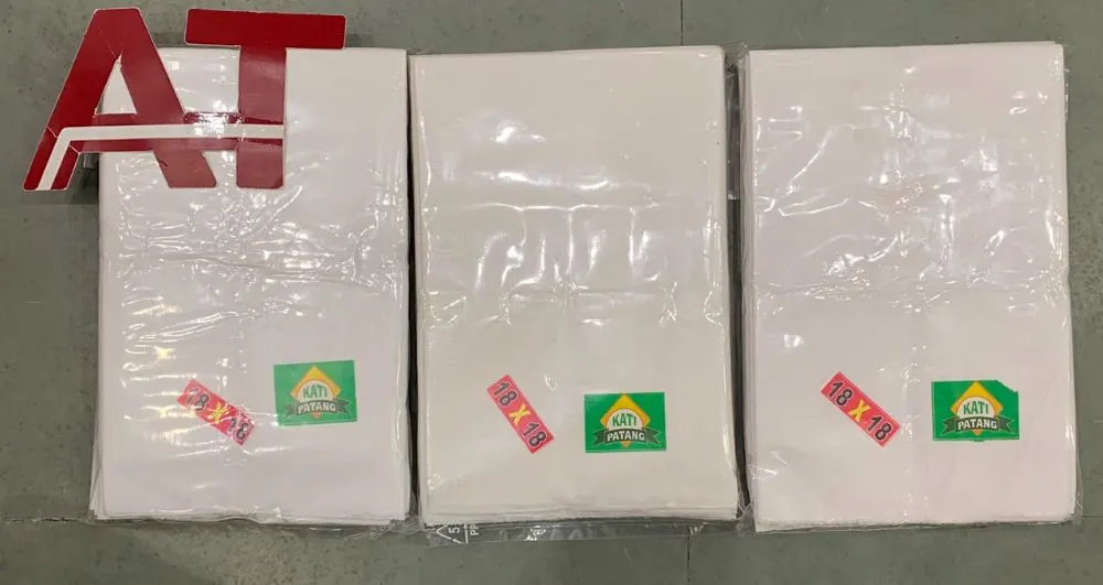 B P 18X18 — wholesale white rumal, Apsara Textiles Itwari Nagpur