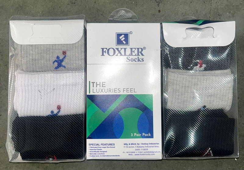 Socks 3 Piece Foxler — wholesale 3 pcs socks, Apsara Textiles Itwari Nagpur