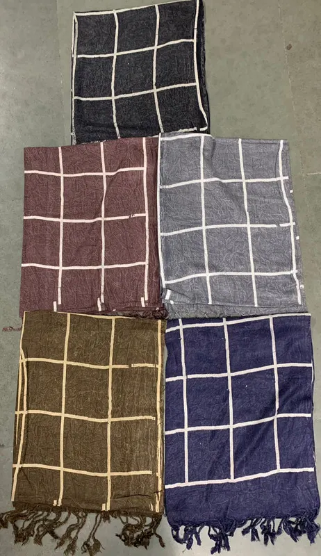 Lt Denim Checks — wholesale satin stole, Apsara Textiles Itwari Nagpur