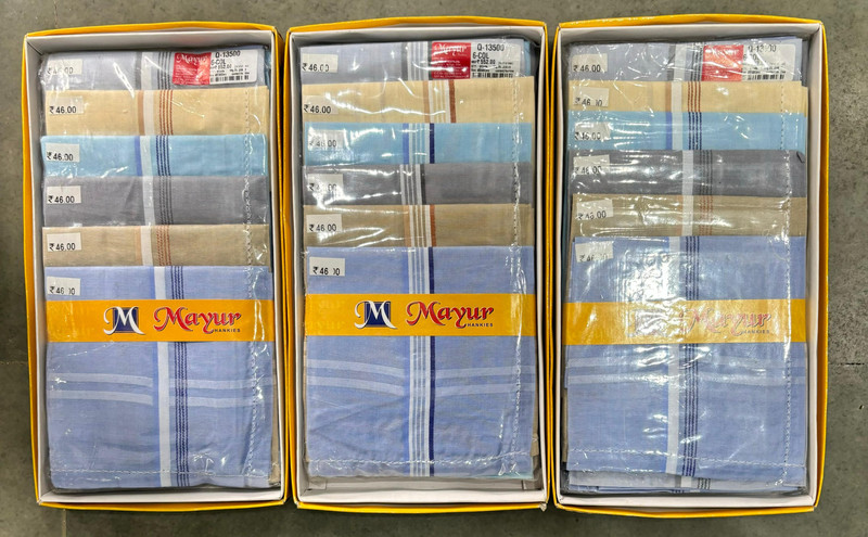 Mayur C/b Hankies — wholesale gents box rumal, Apsara Textiles Itwari Nagpur